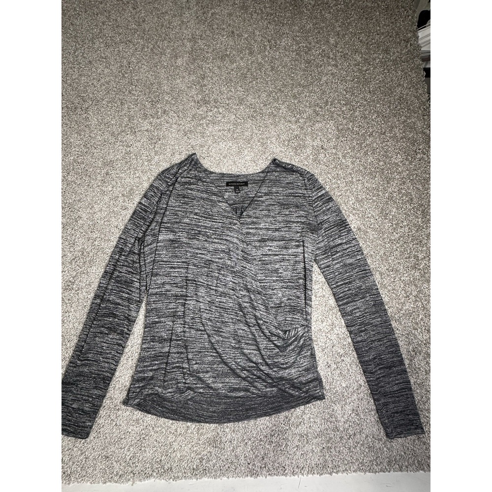 Banana‎ Republic Gray Marled Wrap Front Top Medium Long Sleeve Stretch